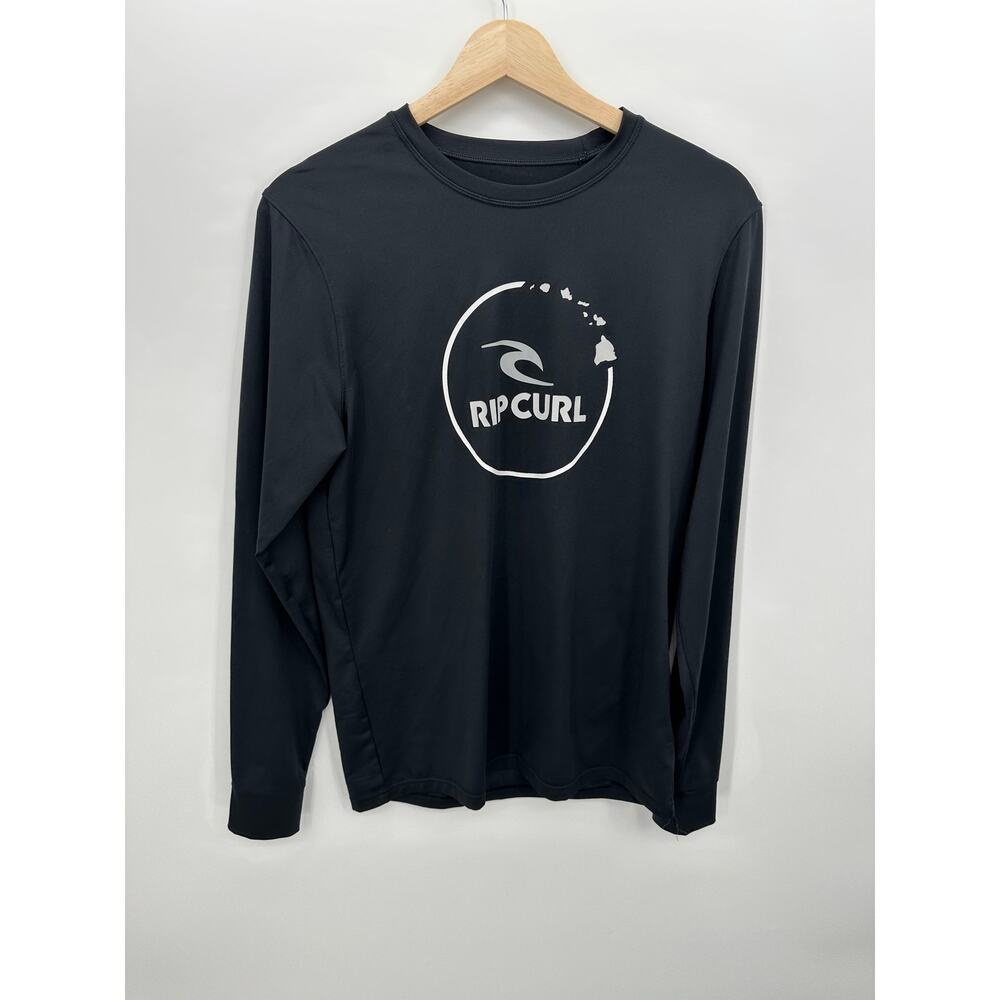 Ripcurl Mens T-Shirt Fit Long Sleeve Tee Sz S Black UPF 50+ Surf Swim Beach Vaca